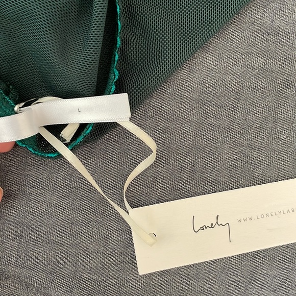 Lonely Lulu Strappy Velvet Lace Bra Set in Emerald Green 30D - Picture 7 of 7